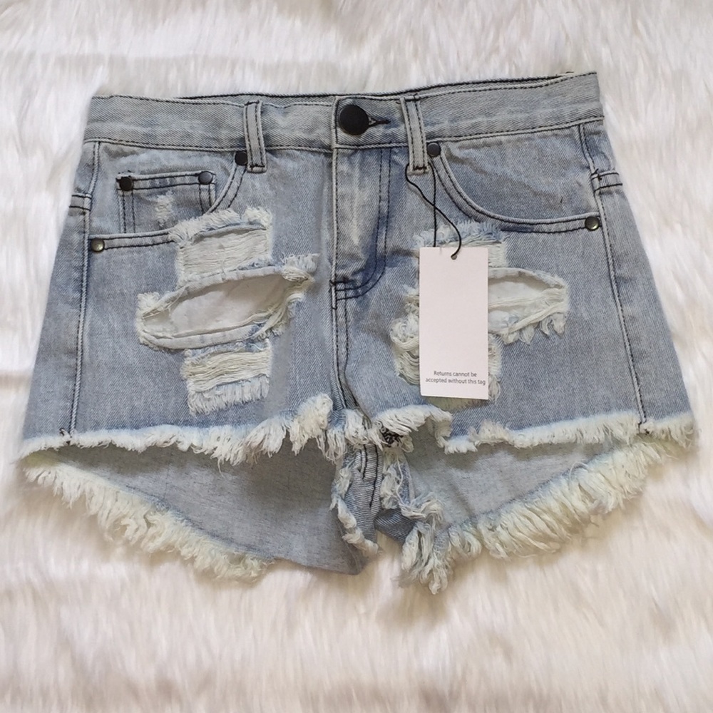 High-waisted denim shorts